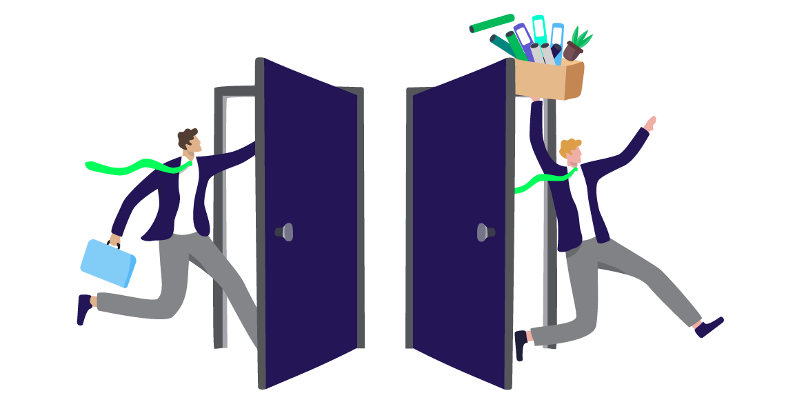 Workers joining and leaving a company